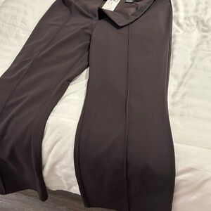 H&M Wide-Leg Trousers in Dark Brown